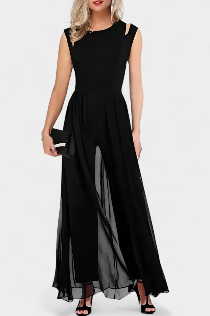 Nadia Open Shoulder Fluid Chiffon Jumpsuit – women's jumpsuits