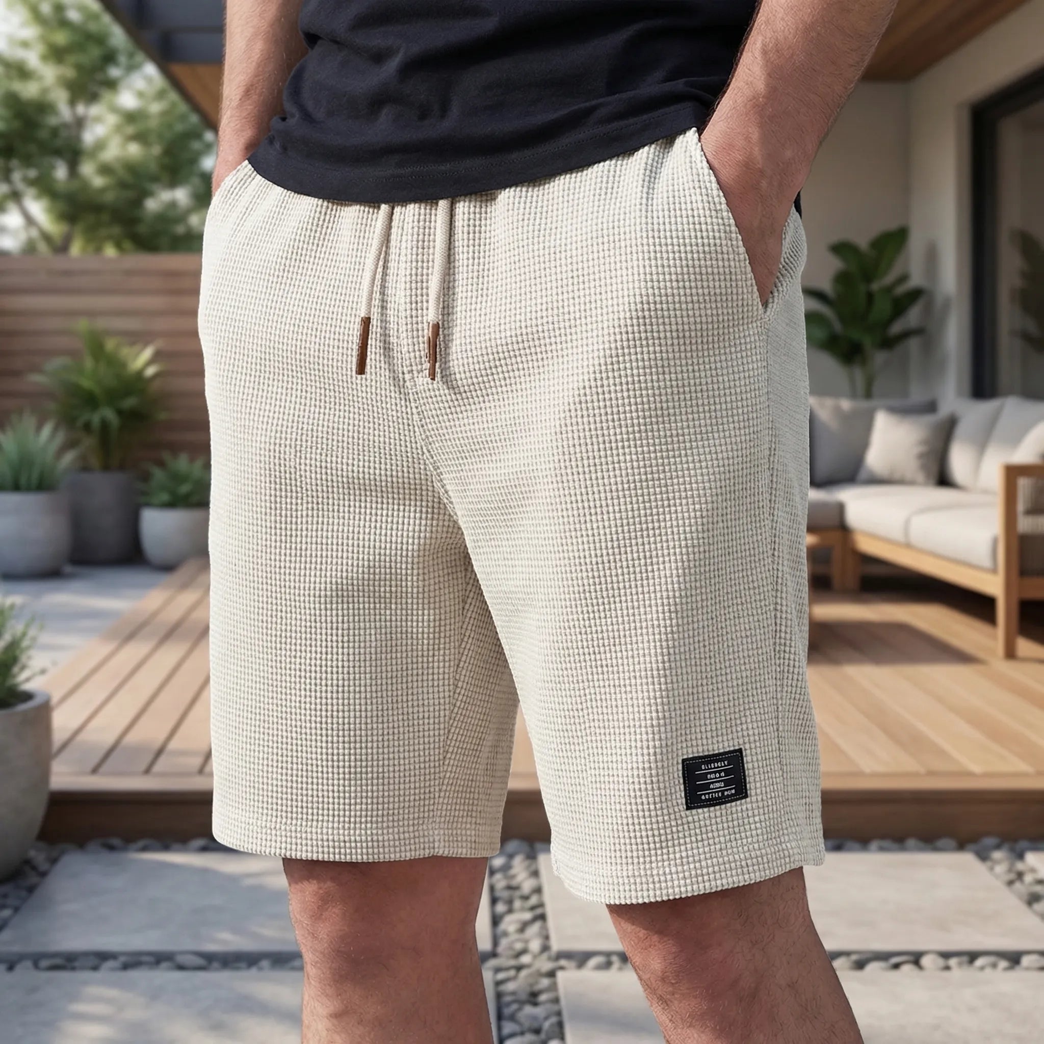 Nathan men's lightweight summer shorts in white, front view