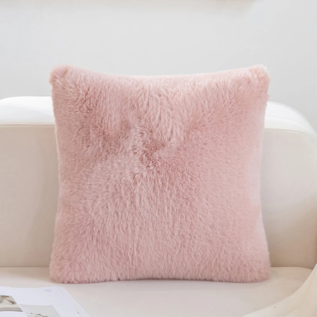 Neve pink faux fur cushion