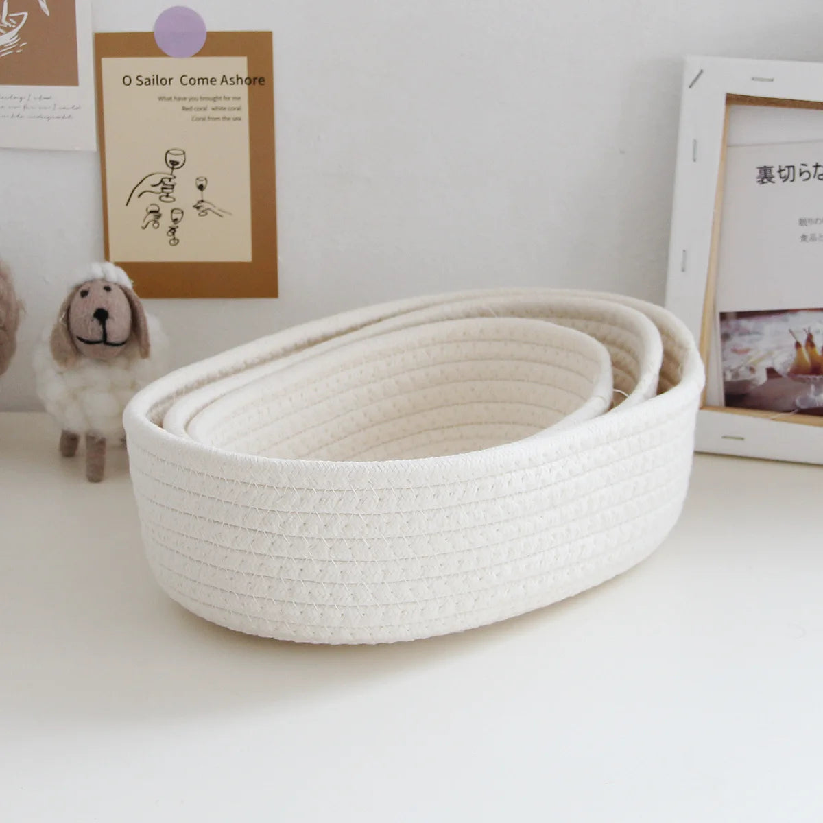 Nido white rope baskets
