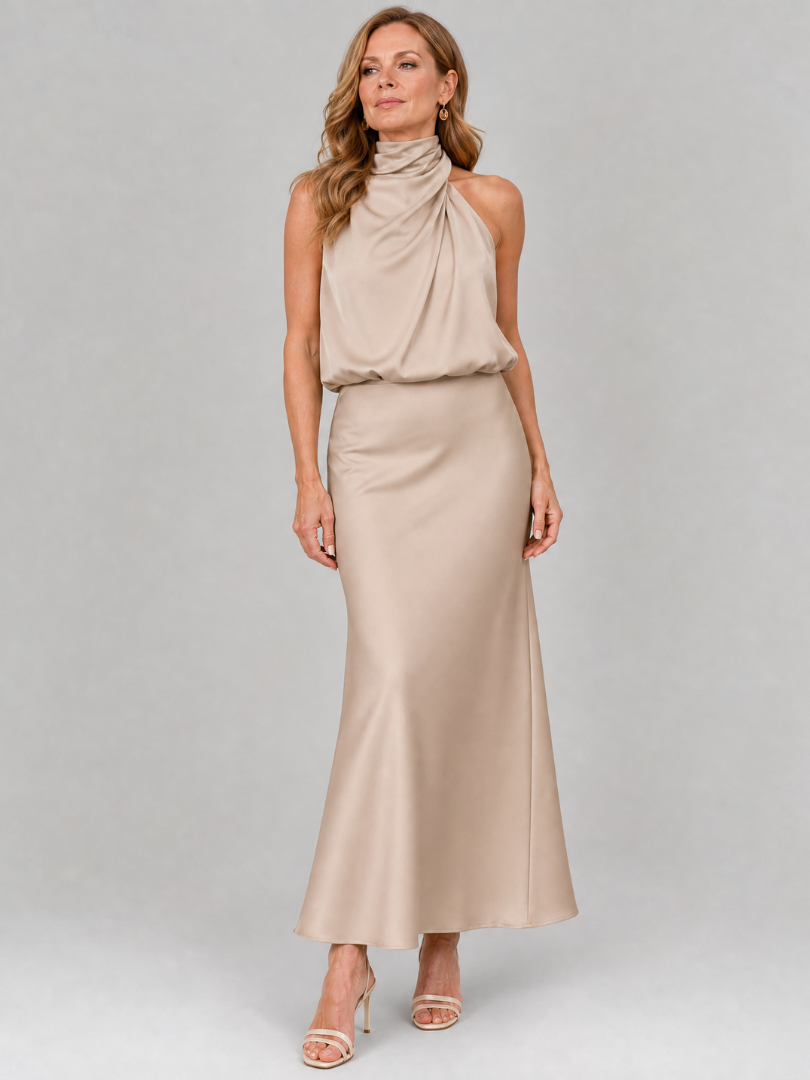 Nopal Sleeveless Draped Neck Midi Dress – women's dresses, view 9