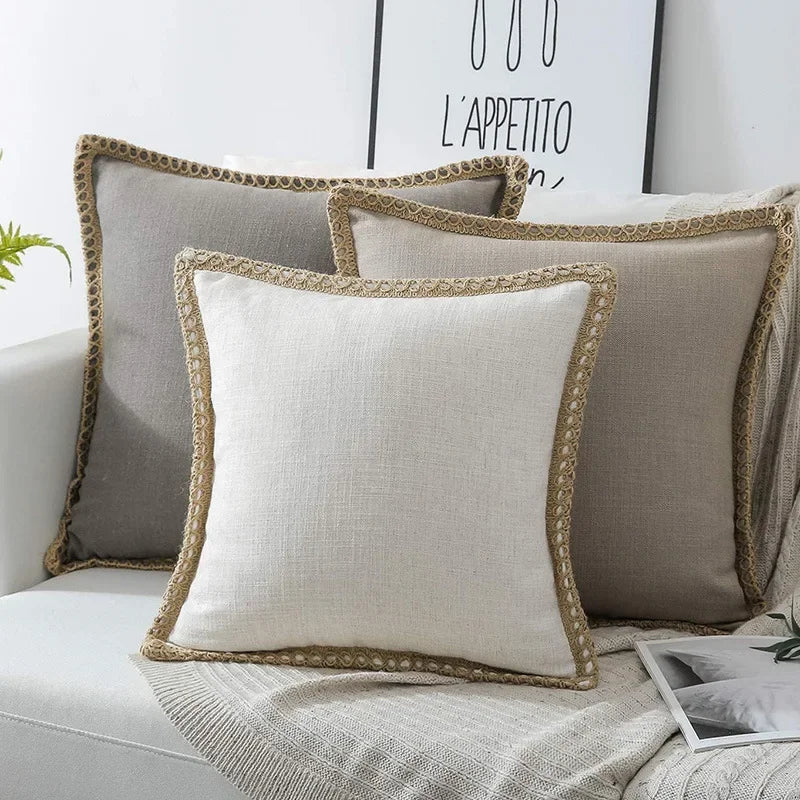 Orlo grey cushion with jute edge