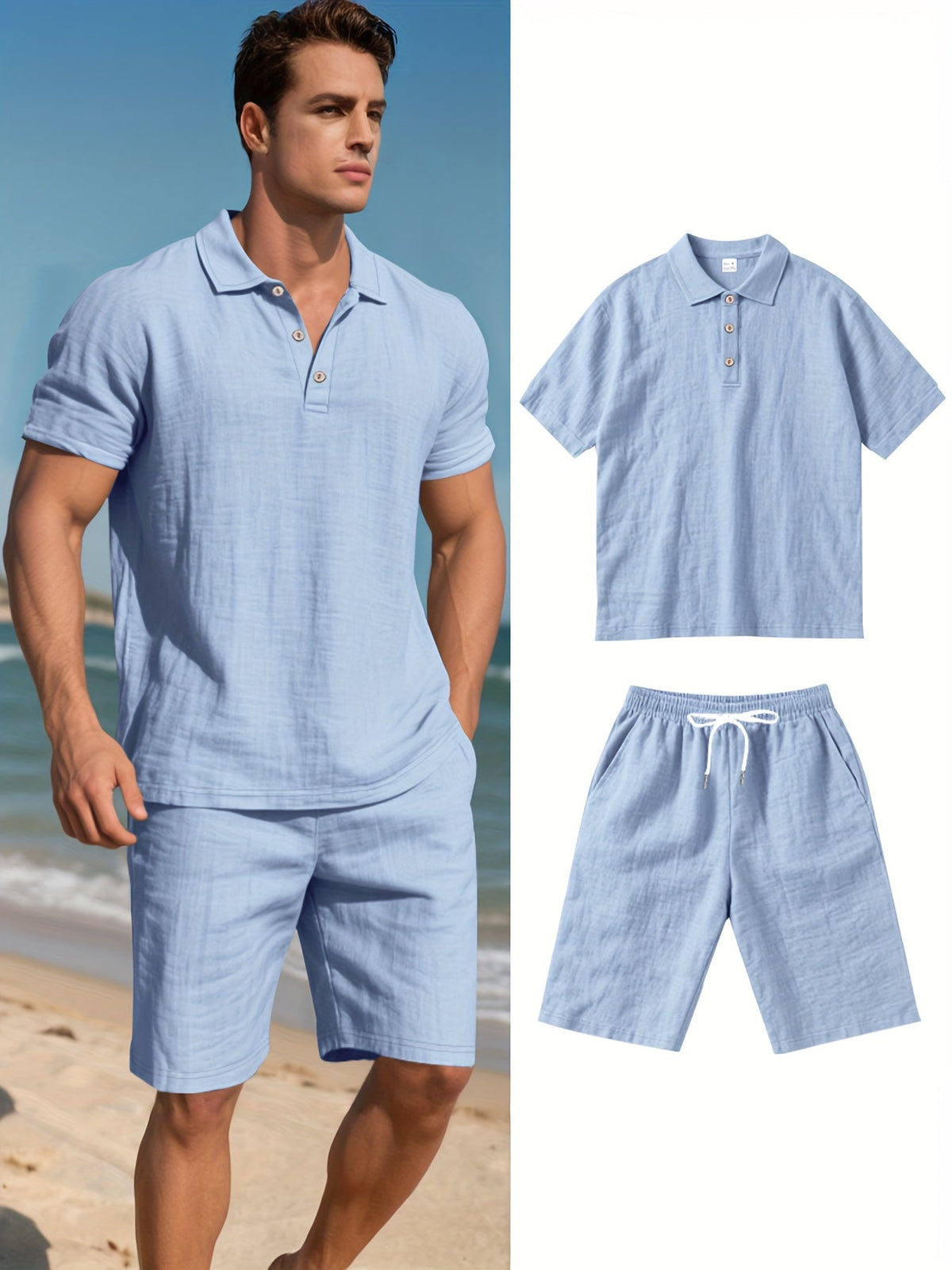 Men's linen two-piece set, additional view