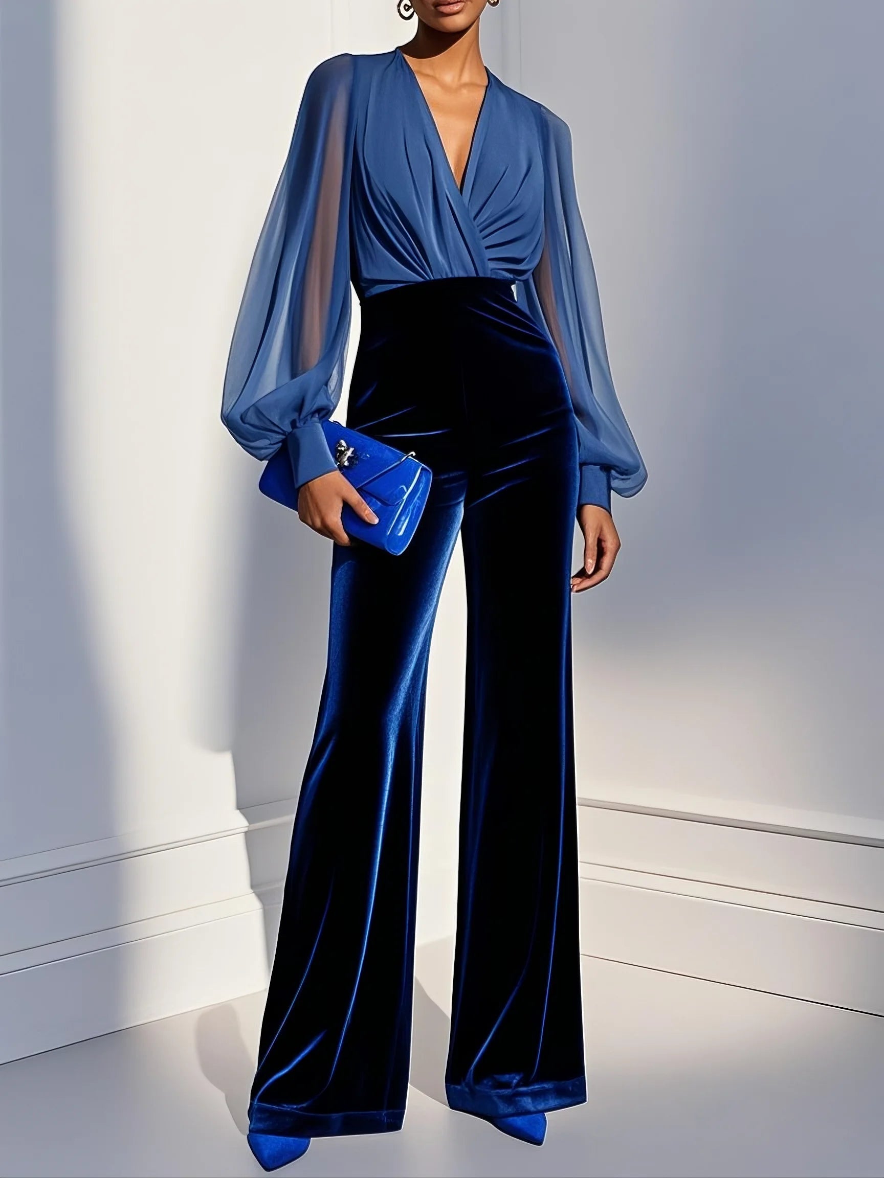 Women's mesh v-neck jumpsuit – Avinos Milano