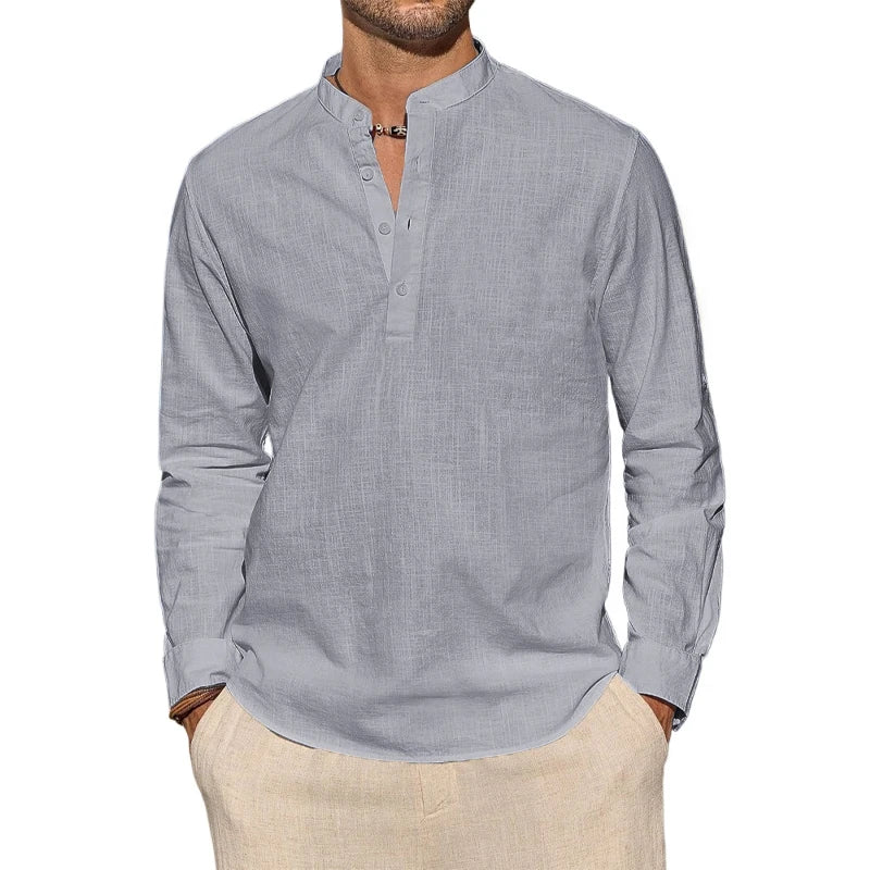 Henley men's elegant cotton shirt, alternate view