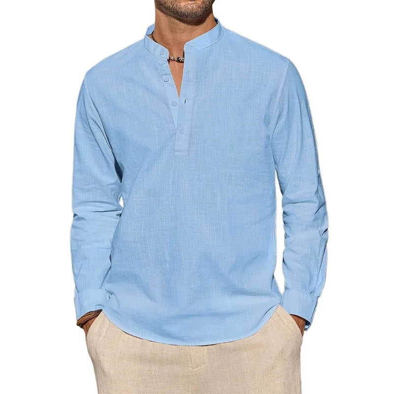 Henley men's elegant cotton shirt, additional view