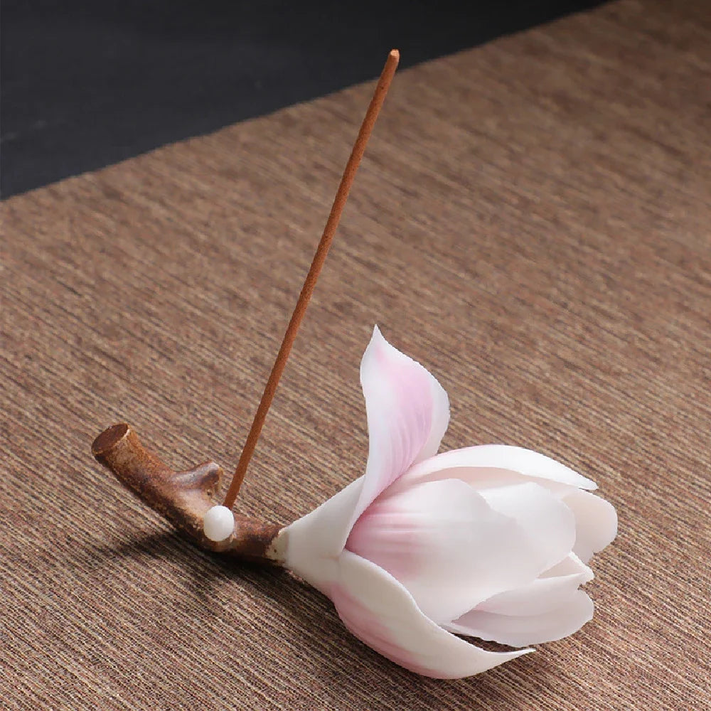 Petalo blush magnolia with an incense stick