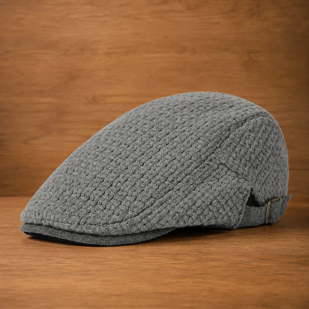 Pietro Textured Adjustable Flat Cap in Gray