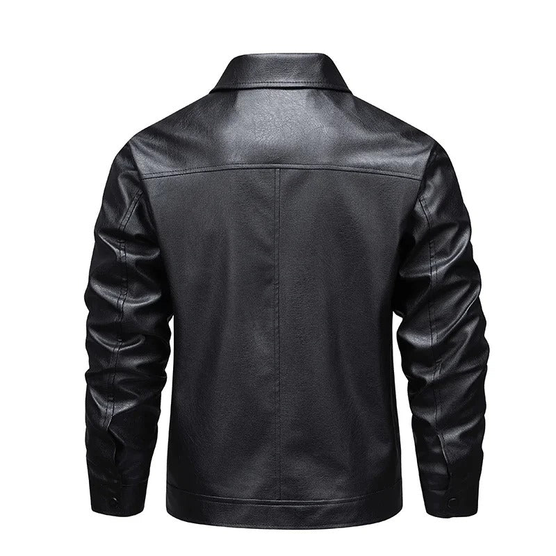 Windproof men's elegant leather jacket, alternate view