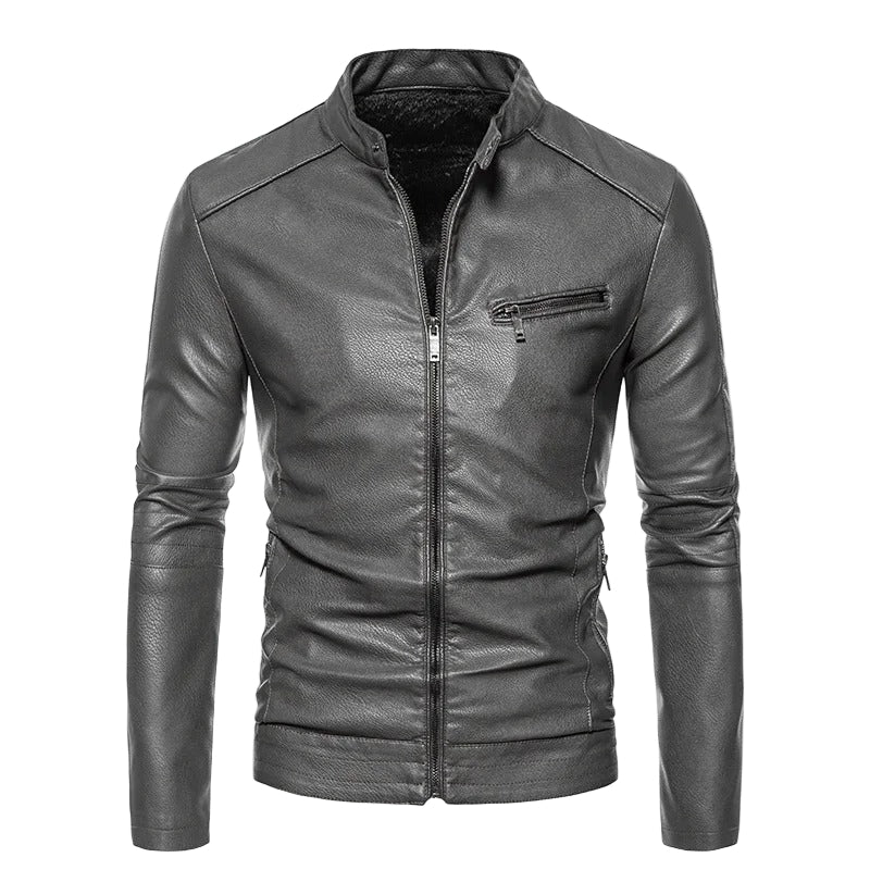 Plush men's leather jacket, additional view
