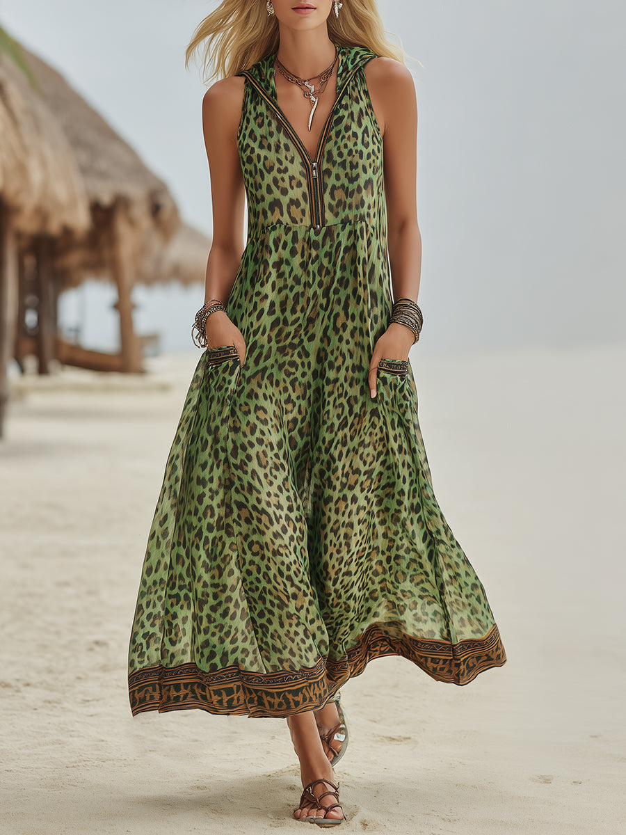 Polly women's leopard hooded dress – Avinos Milano