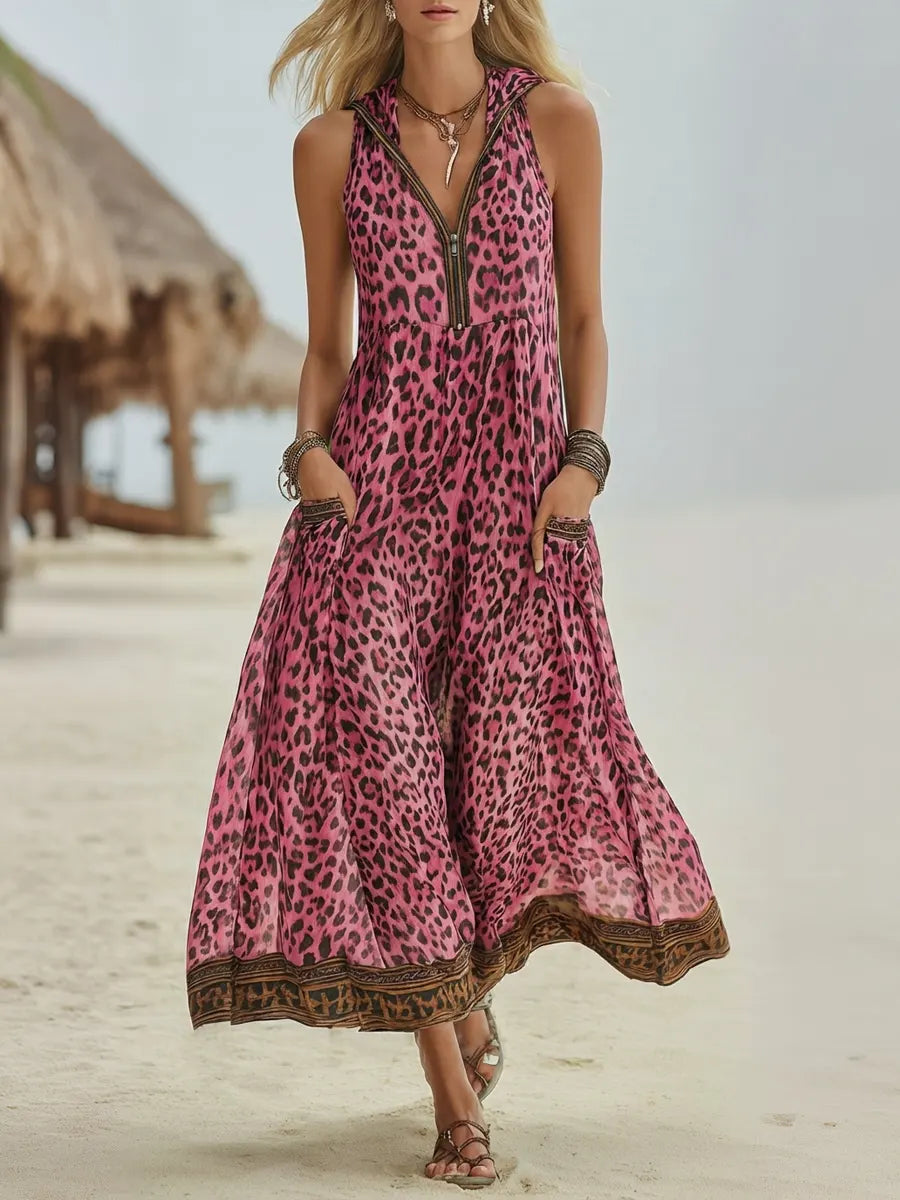 Polly women's leopard hooded dress, alternate view