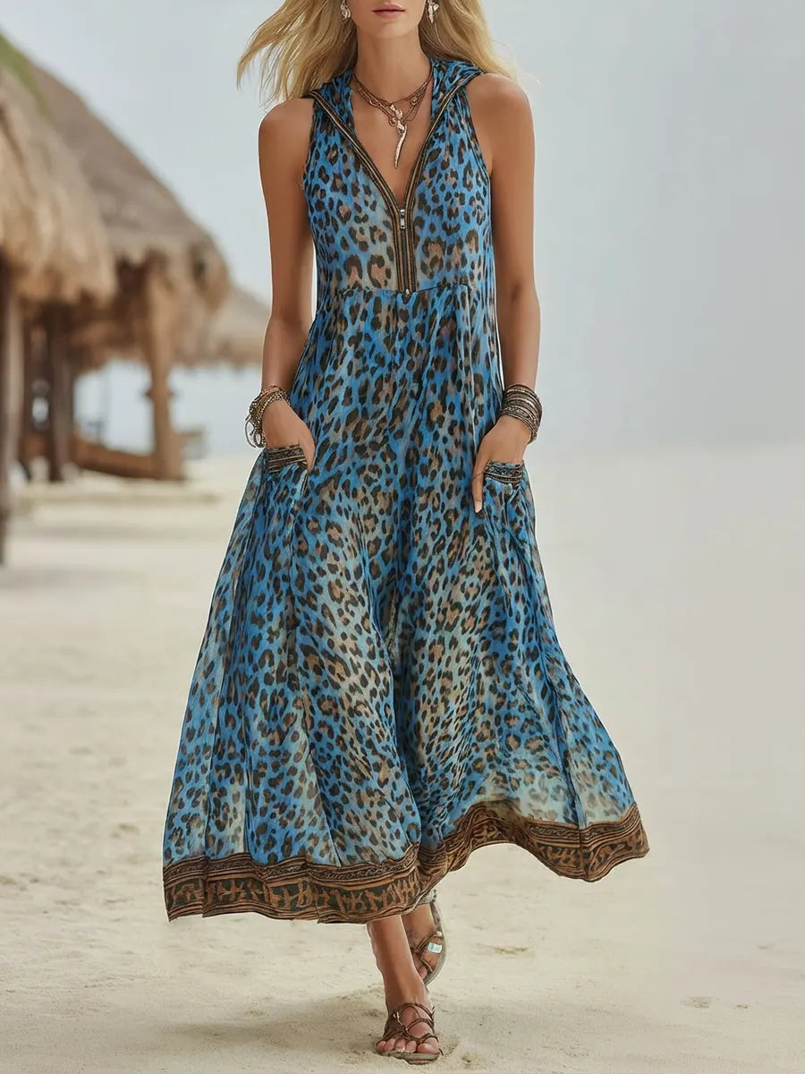 Polly women's leopard hooded dress, additional view