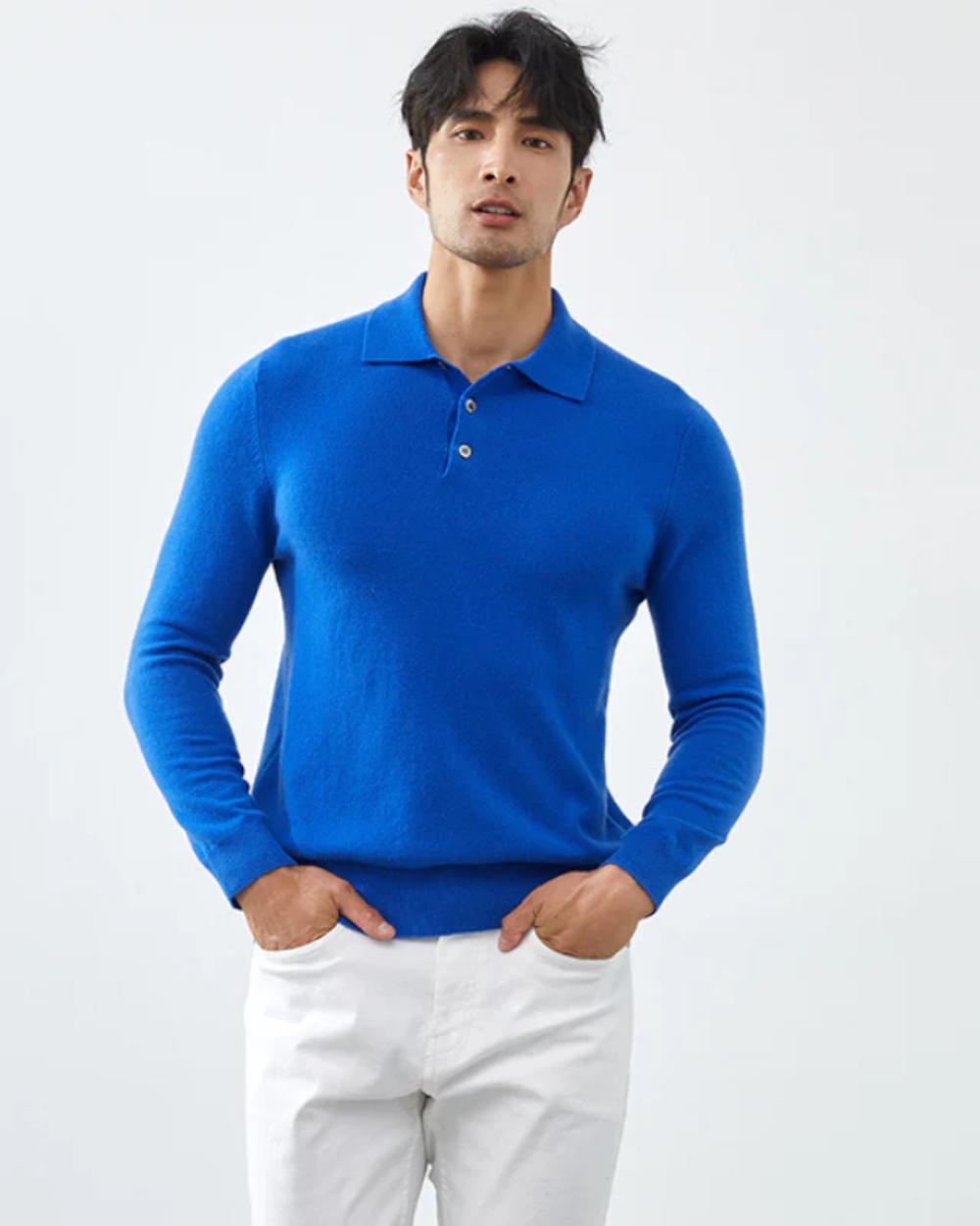 Ponza men's cashmere polo shirt, view 12