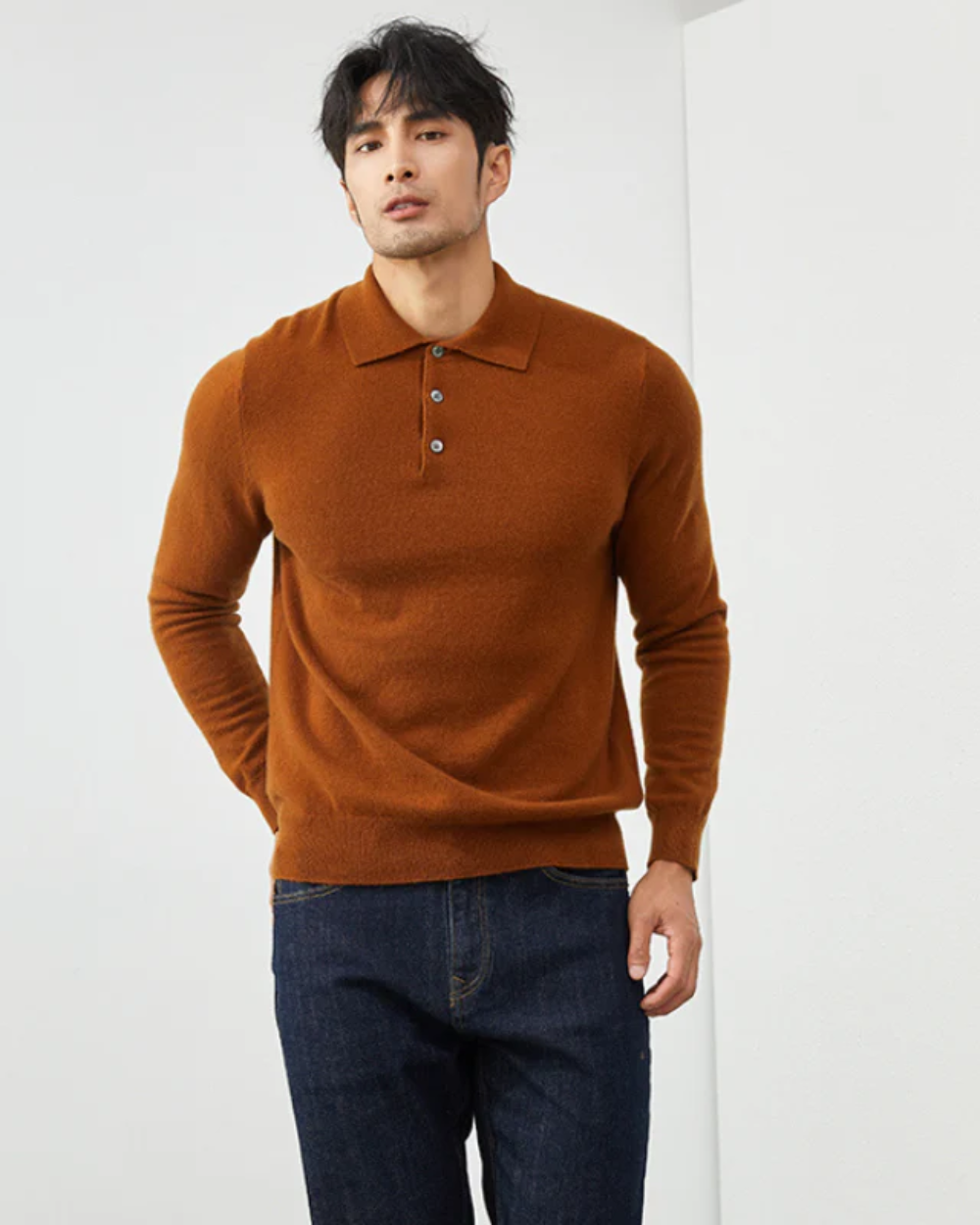 Ponza men's cashmere polo shirt, view 18