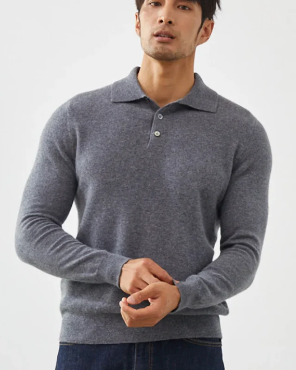 Ponza men's cashmere polo shirt, view 7