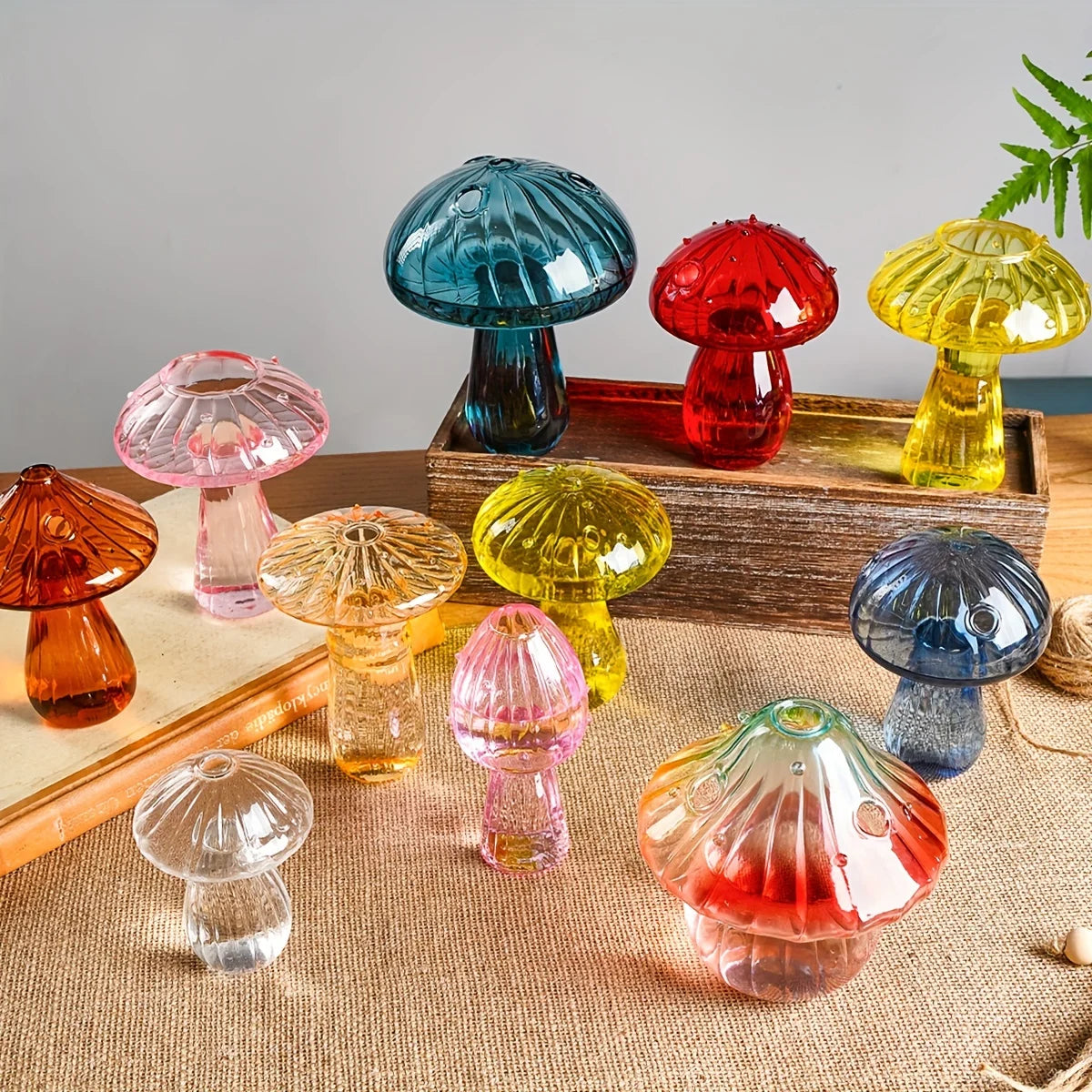 Porcino glass mushroom vases