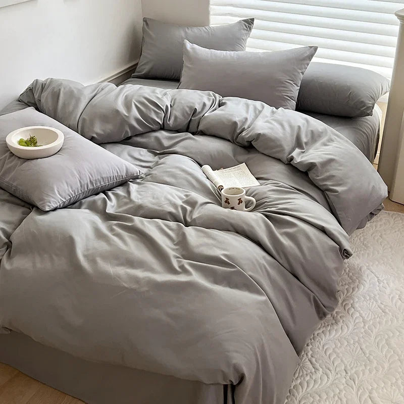 Portofino washed cotton bedding in light gray