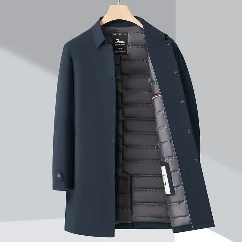 Preston Water-Resistant Trench Coat in Navy