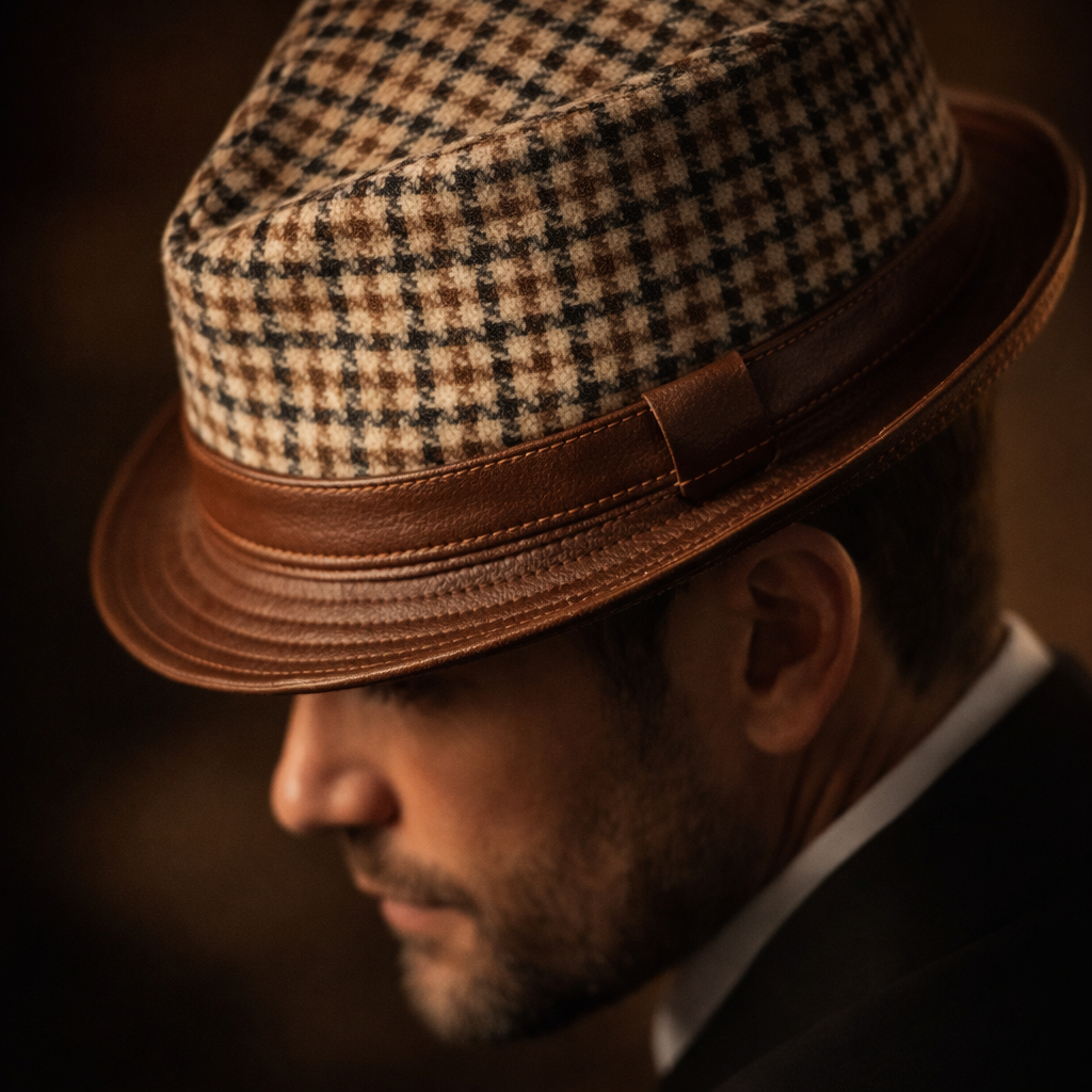 Ravenna leather fedora hat, alternate view
