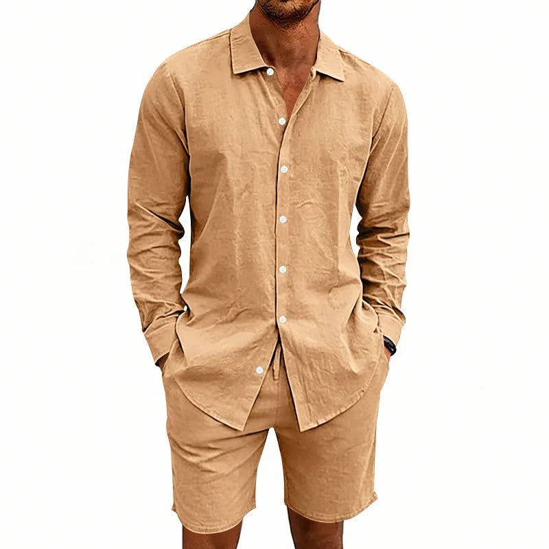 Elia men's elegant linen two-piece set, view 4