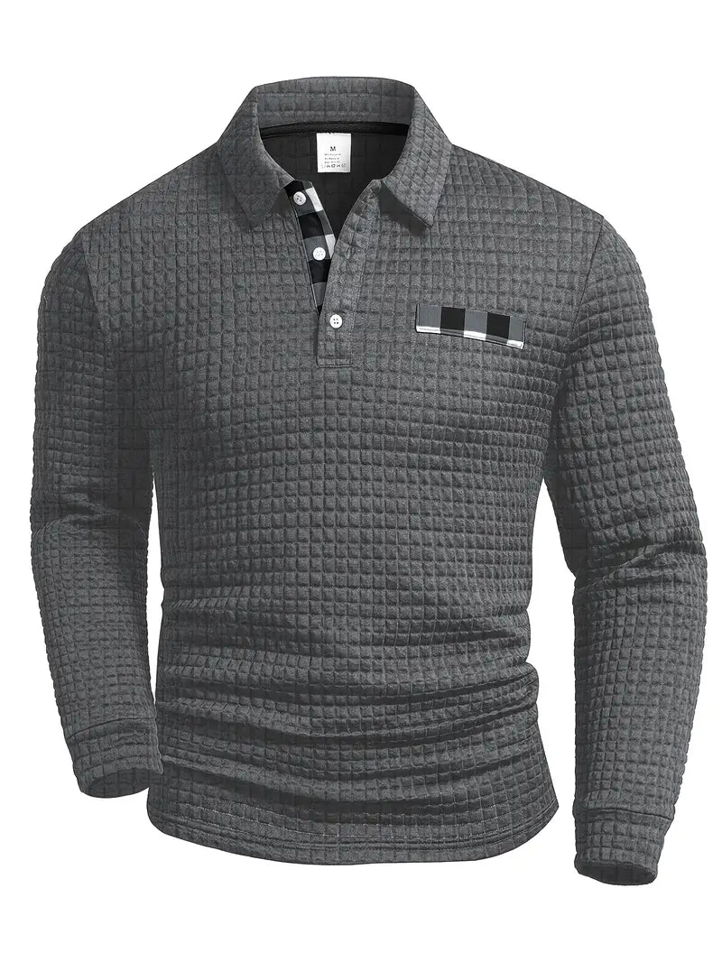 Men's ribbed polo shirt, alternate view