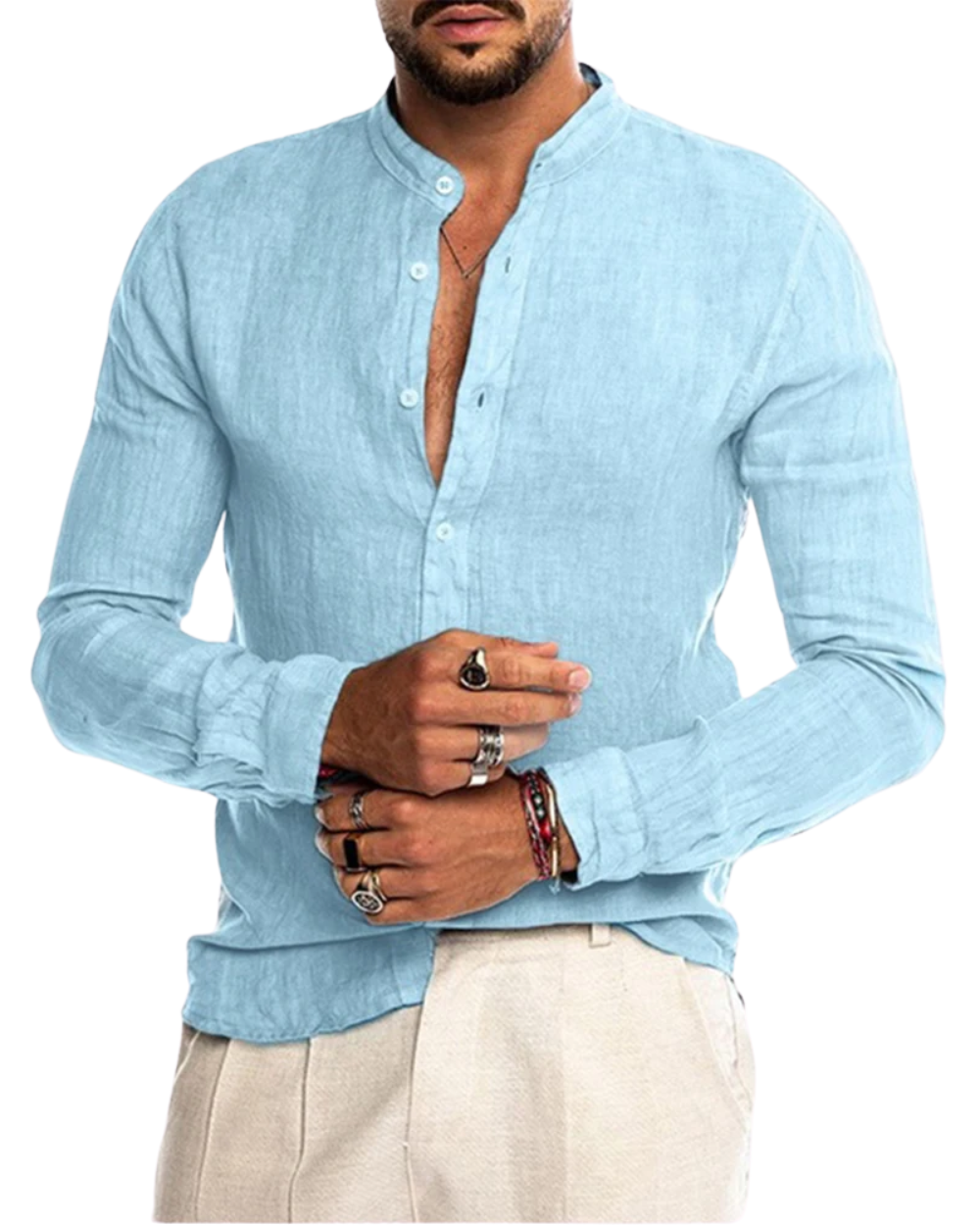 Men's cotton linen shirt, additional view