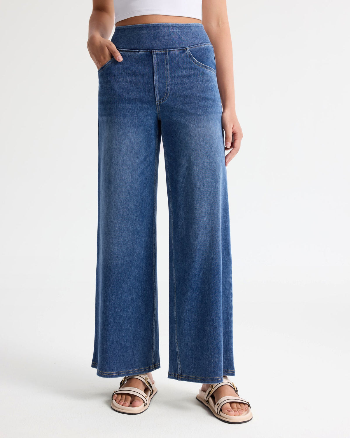 LUNA High Waist Stretch Wide Leg Jeans Petite – women's pants, view 2