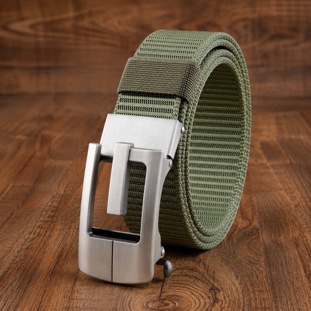 Rocco Canvas Automatic-Buckle Belt in Olive Green