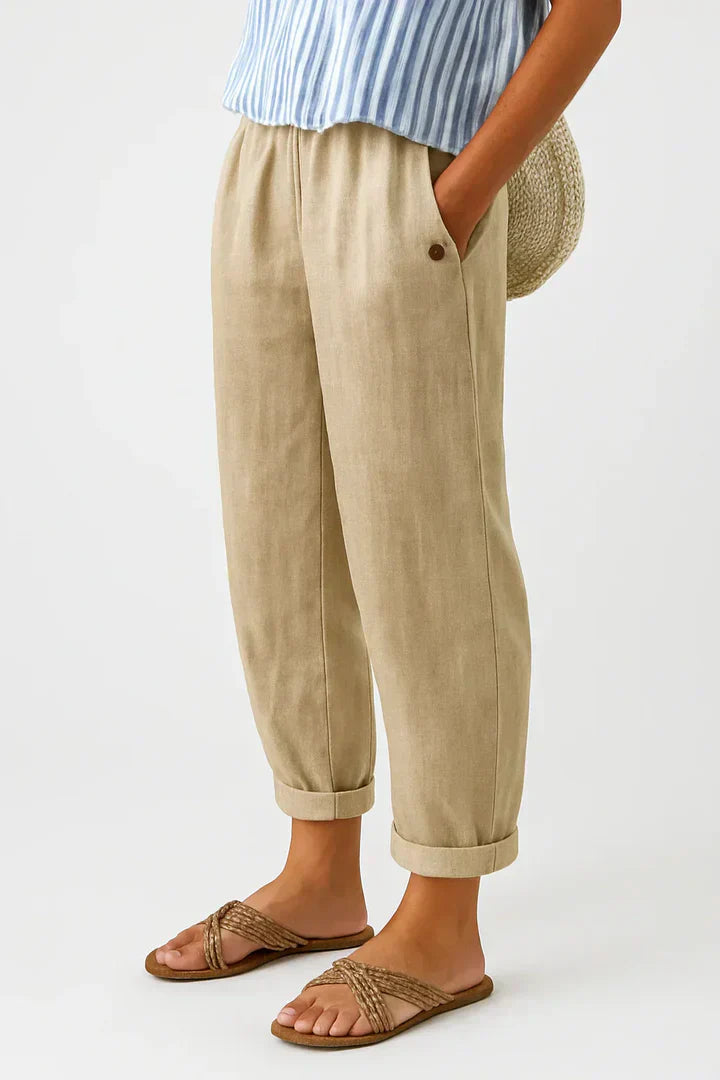 Romina women's linen cotton trousers – Avinos Milano