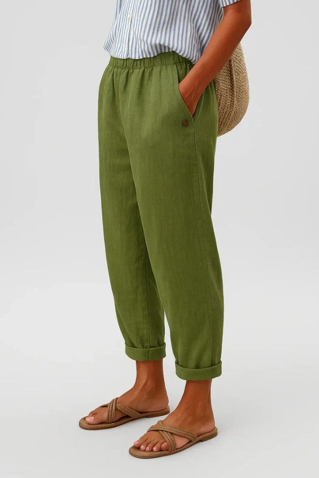 Romina women's linen cotton trousers, view 4