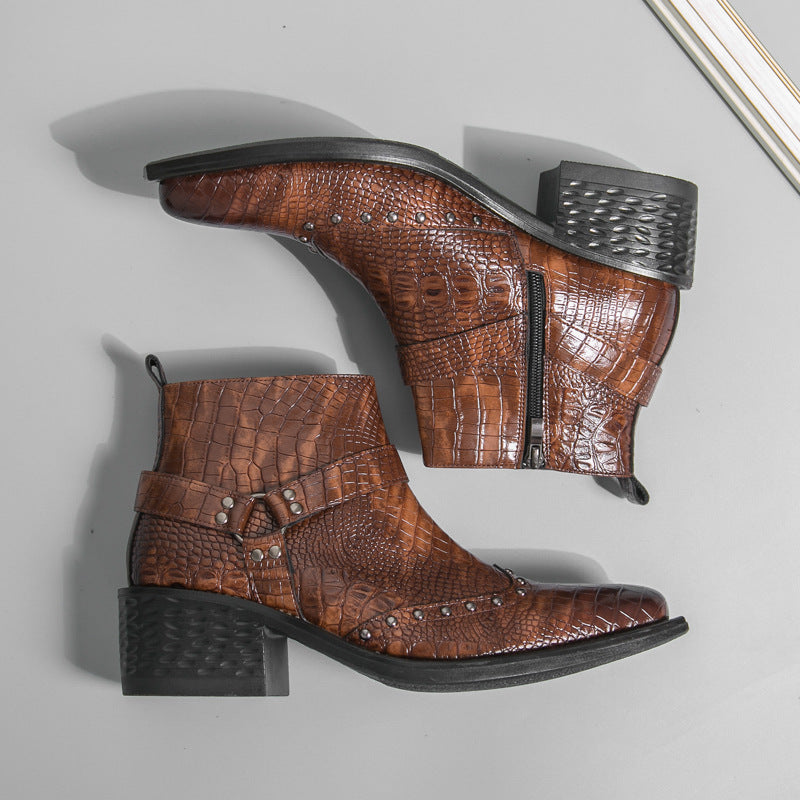 Men's Ryder buckle leather boots — view 1