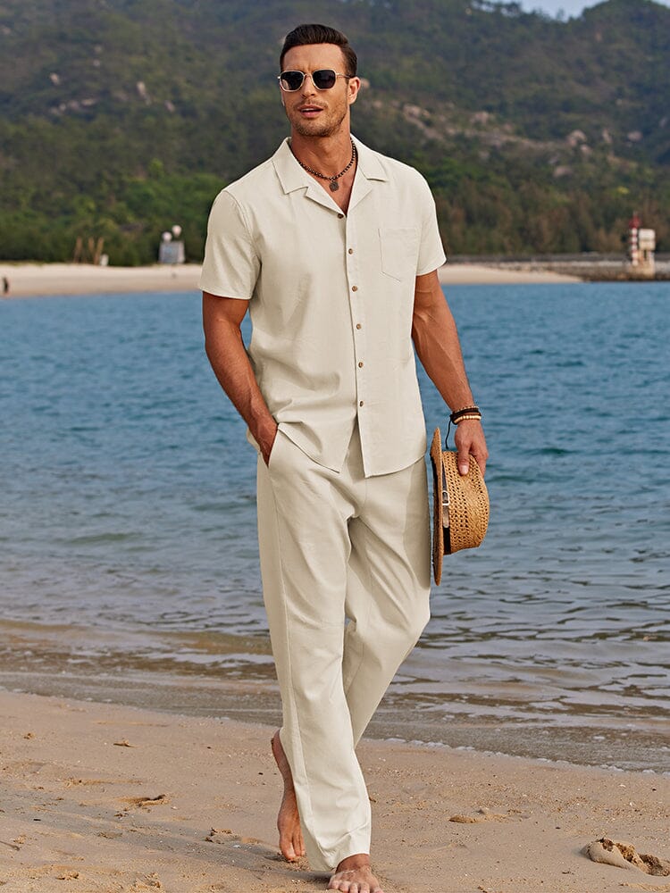 Franco men's elegant linen two-piece set – Avinos Milano