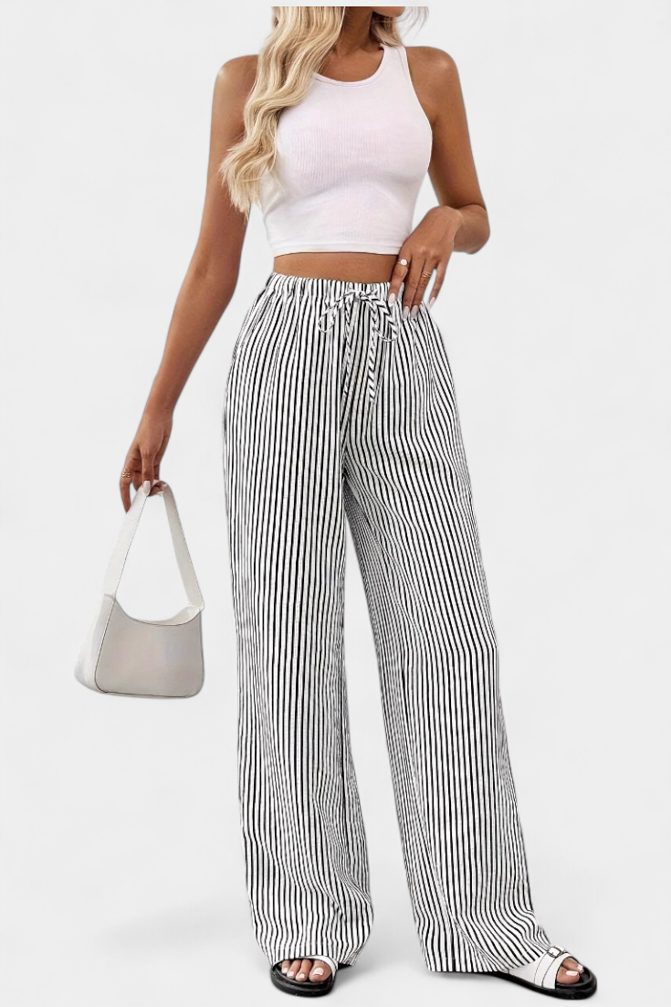 Waist women's lightweight striped pants, additional view