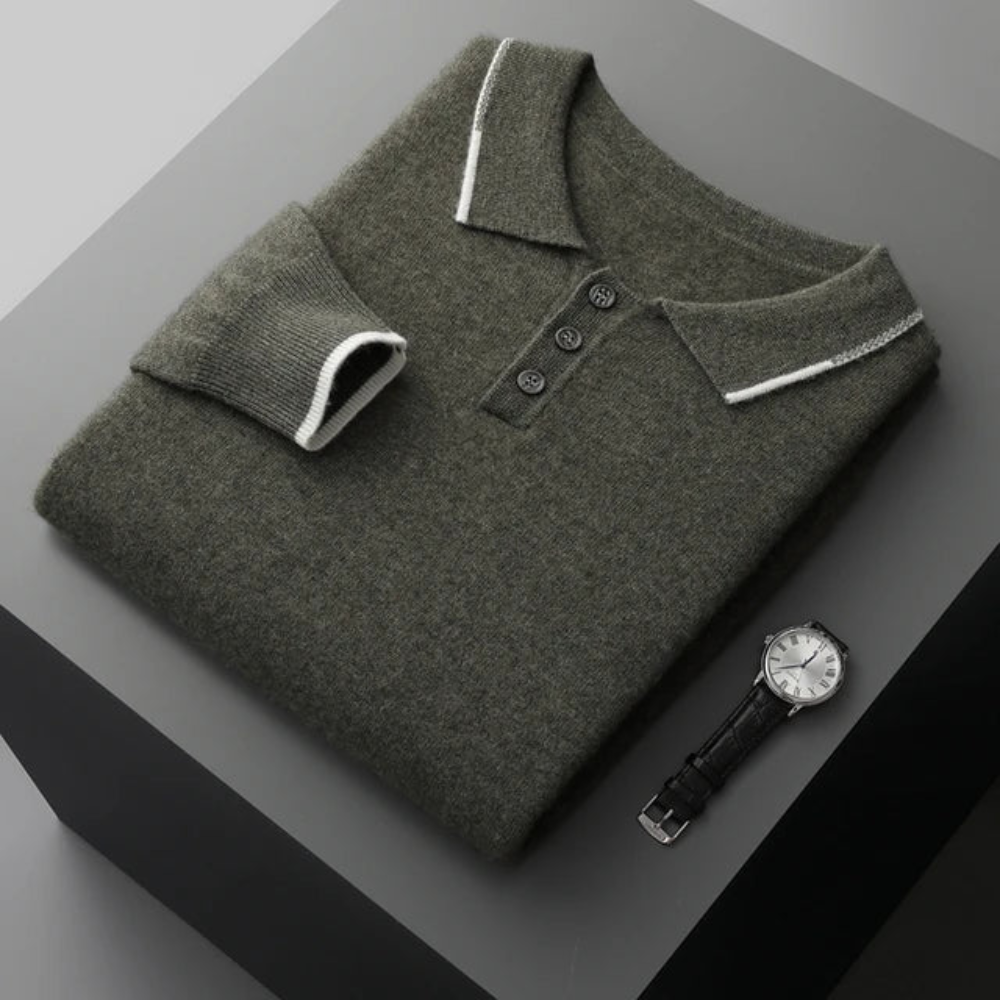 Men's cashmere polo shirt, view 5