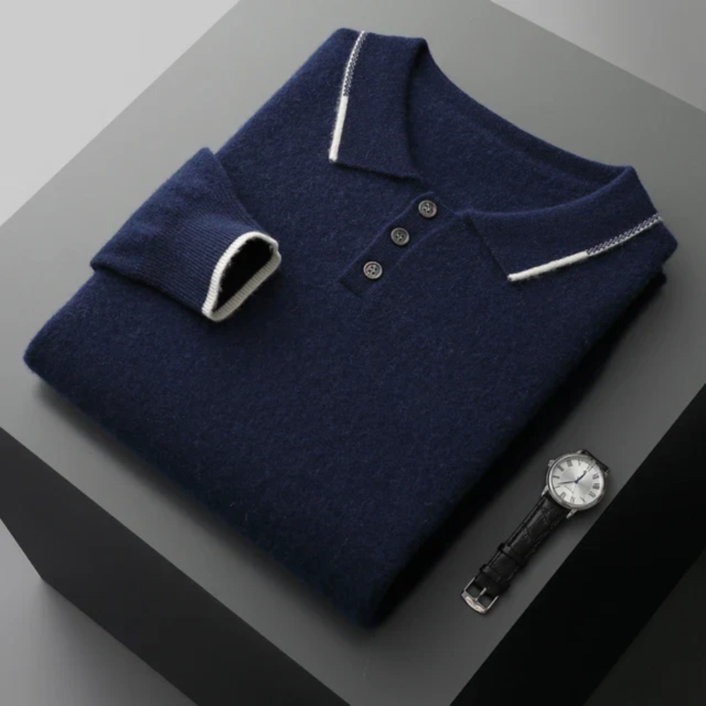 Men's cashmere polo shirt, view 6