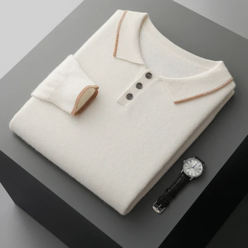 Men's cashmere polo shirt, view 7