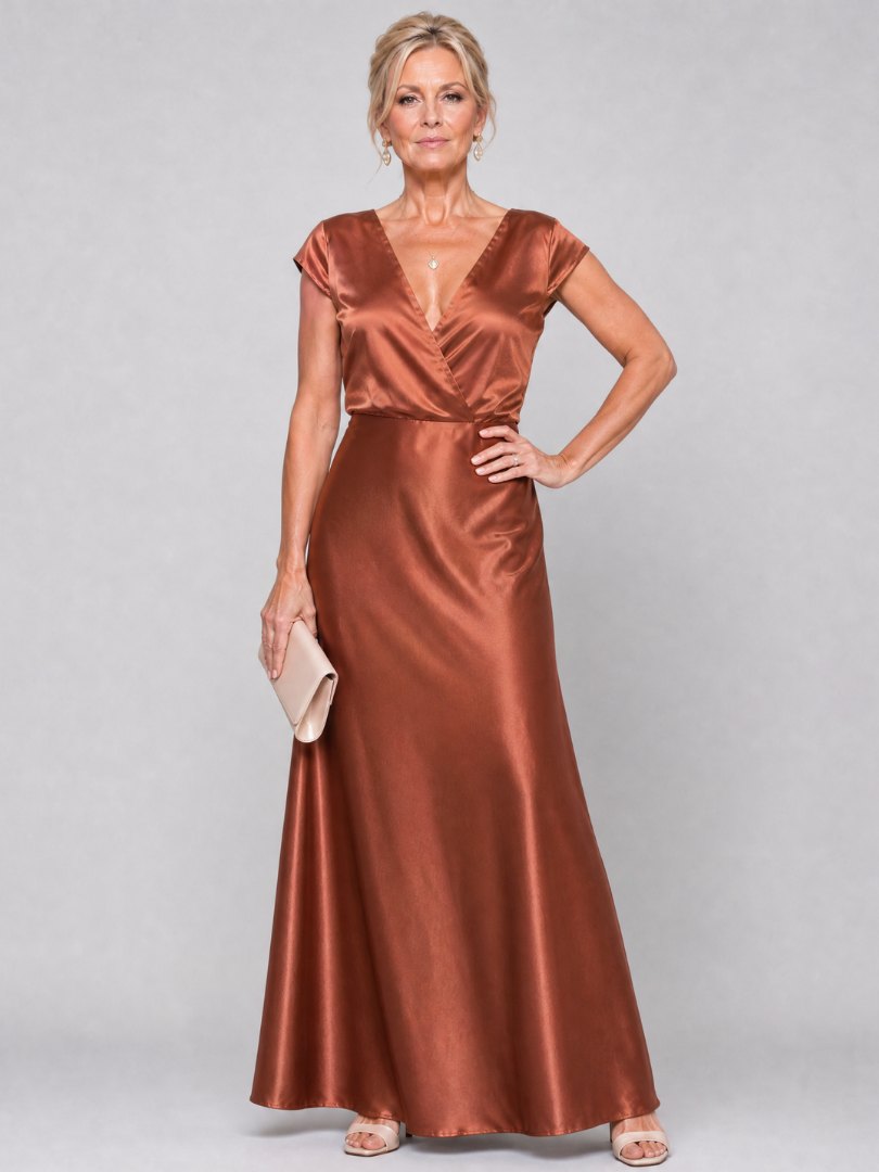 Samouse Cap Sleeve Wrap Bodice Maxi Dress – women's dresses, view 4
