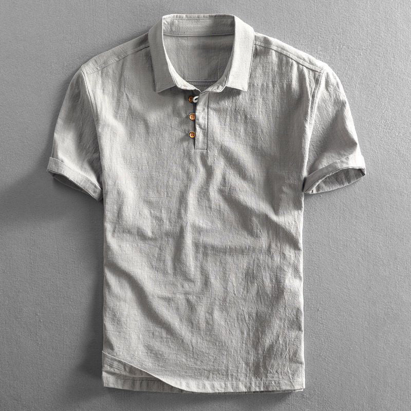 San men's linen polo shirt, alternate view