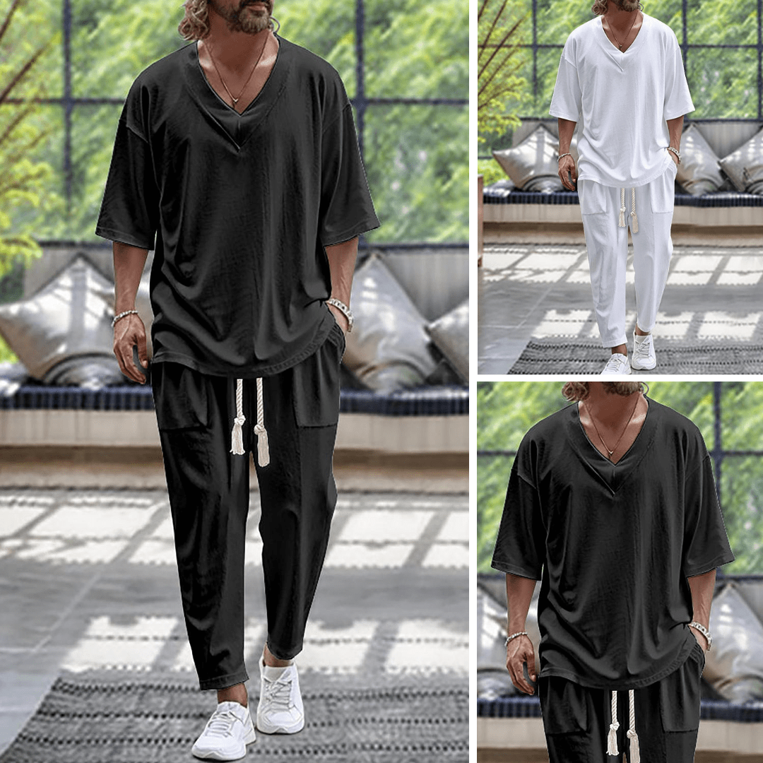 Giorgio men's linen two-piece set, alternate view