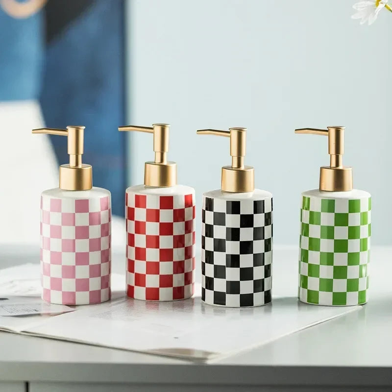 Scacchi dispensers on a vanity