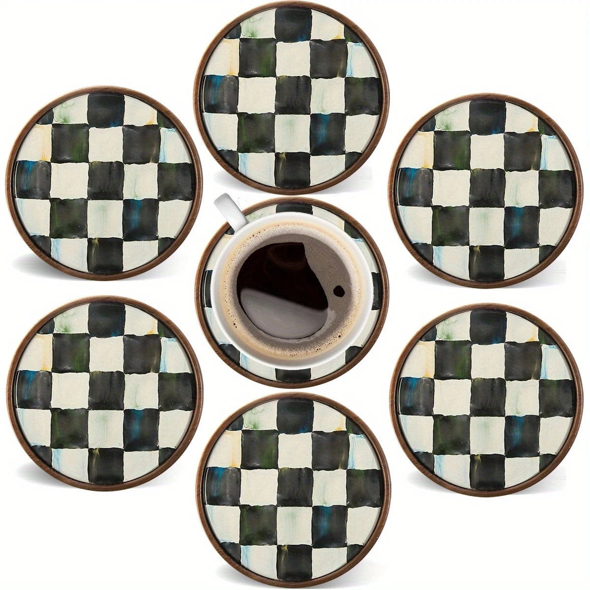 Scacco set of six checkered coasters