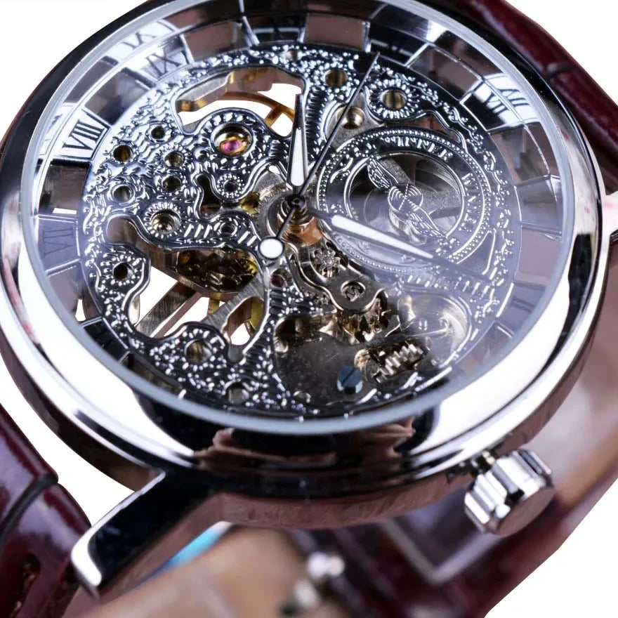 Scheletro watch Silver / Brown Strap