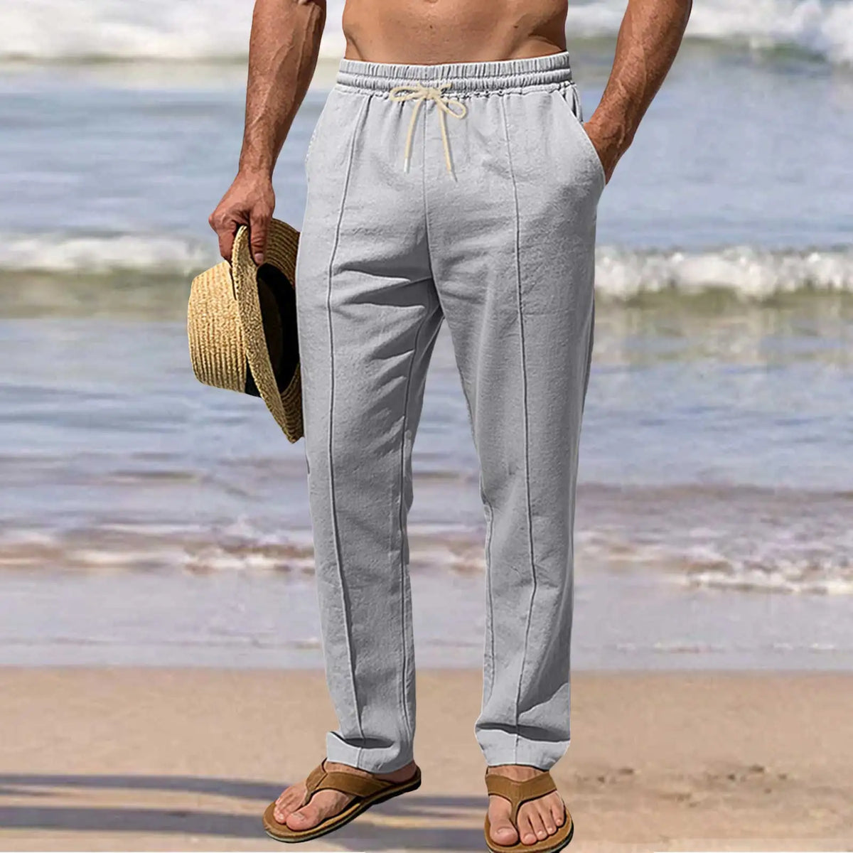 Men's elegant cotton pants, alternate view
