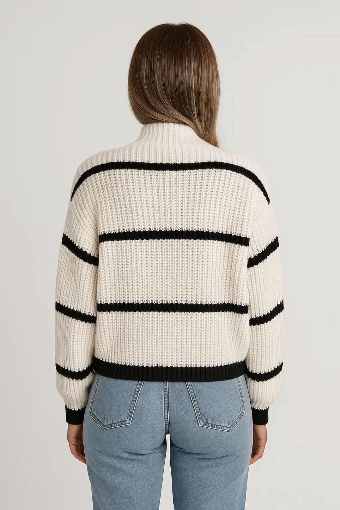 Serelle Striped Stand Collar Sweater – women's sweaters, view 4