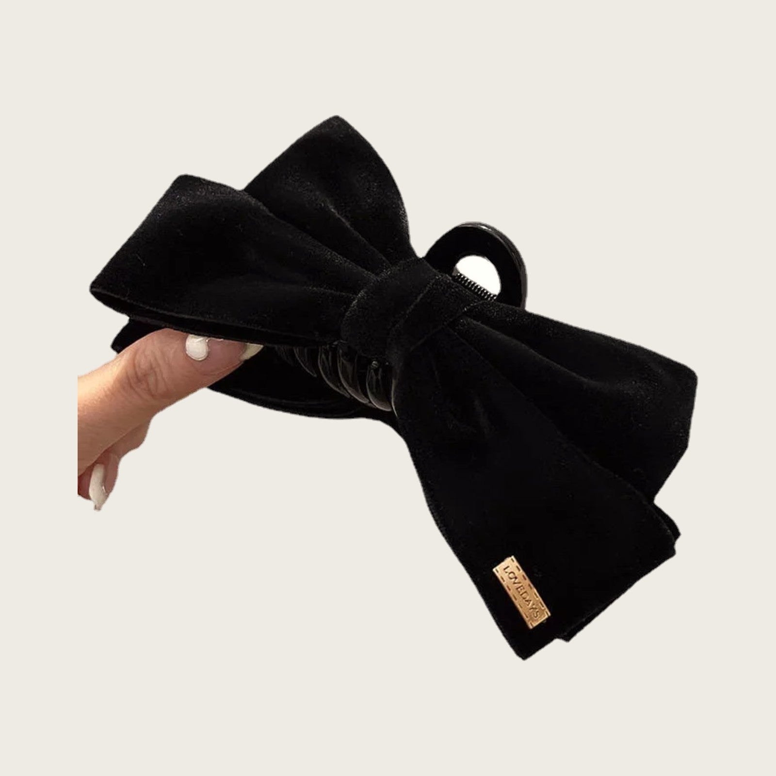 Serena Velvet Bow Claw Clip in Black