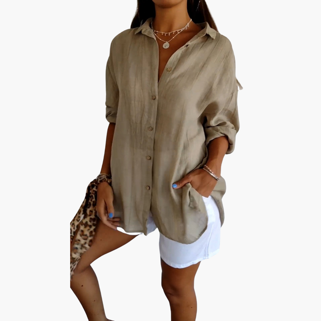 Sienna women's elegant pleated shirt, alternate view