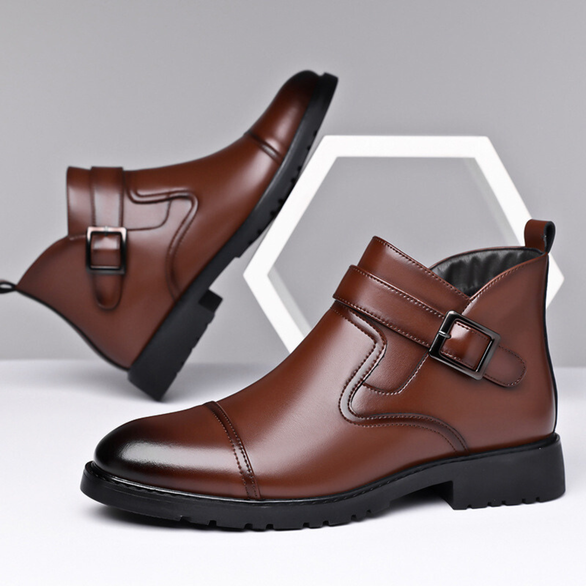 Silvano Buckled Ankle Boots – men's shoes, view 2