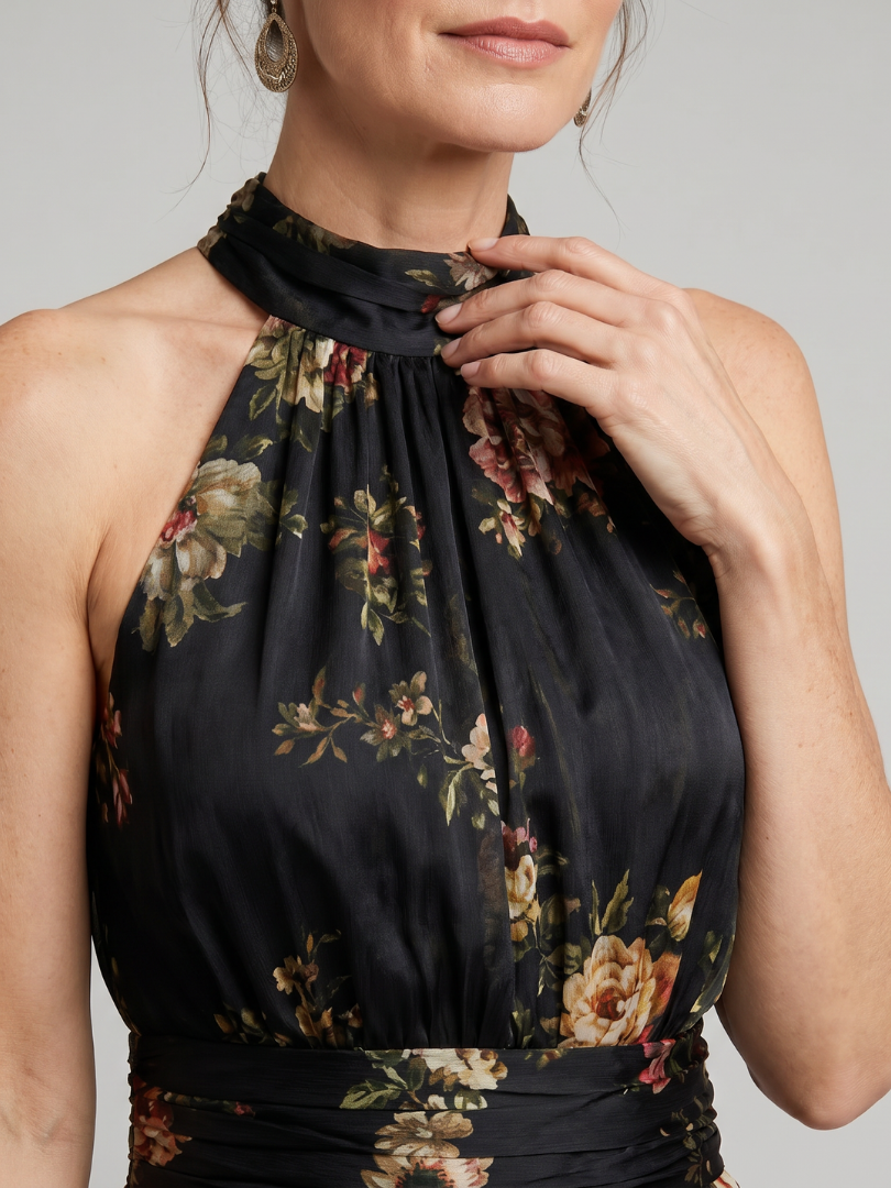 Sior Floral Halter Neck Midi Dress – women's dresses, view 3