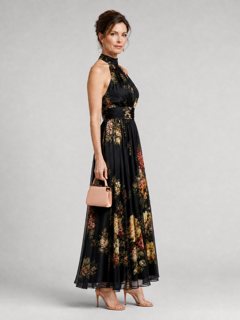 Sior Floral Halter Neck Midi Dress – women's dresses, view 4